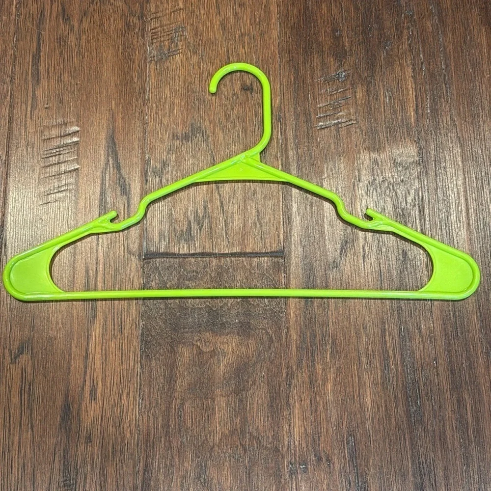 Set of 12 Neon Green Plastic Hangers